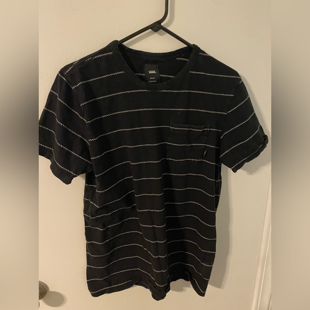 Vans Black Short Sleeve Tee Classic Stripes